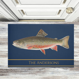 ヴィンテージの魚の色マスのパターンdoormat ドアマット