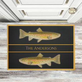 ヴィンテージの魚の色マスのパターンdoormat ドアマット