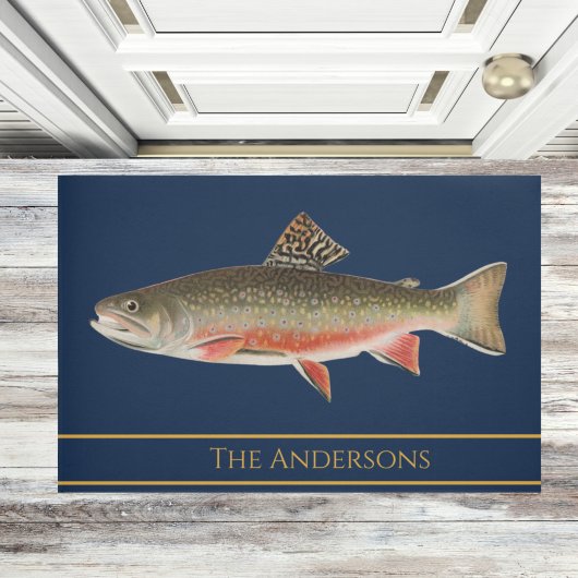 ヴィンテージの魚の色マスのパターンdoormat ドアマット