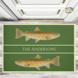 ヴィンテージの魚の色マスのパターンdoormat ドアマット