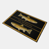 ヴィンテージの魚の色マスのパターンdoormat ドアマット (アングル)
