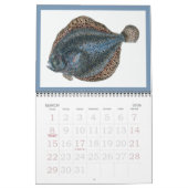 ヴィンテージの魚の芸術の年 カレンダー (3月 2026)