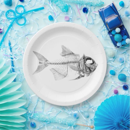 ヴィンテージの魚の骨組エッチング ペーパープレート (パーティー)