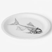 ヴィンテージの魚の骨組エッチング ペーパープレート (アングル)