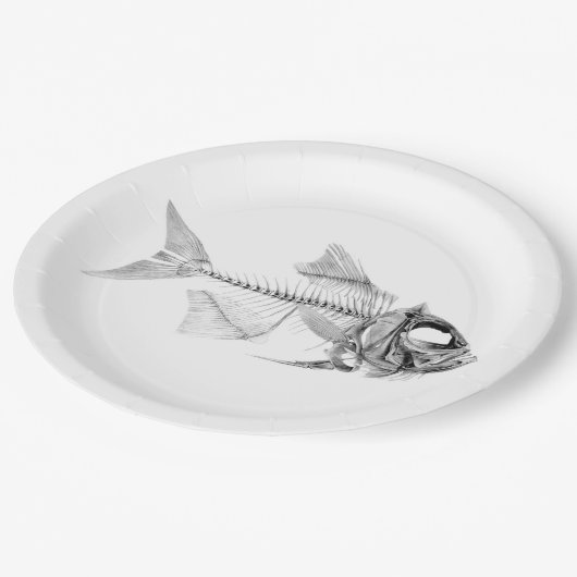 ヴィンテージの魚の骨組エッチング ペーパープレート (アングル)