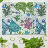 ヴィンテージの魚パターン キッチンタオル (折り畳み)