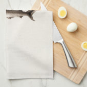 ヴィンテージの鮫のイラストレーション-レトロの鮫のテンプレート キッチンタオル (四つ折り)