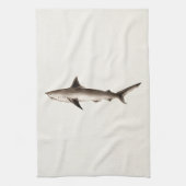 ヴィンテージの鮫のイラストレーション-レトロの鮫のテンプレート キッチンタオル (縦)