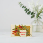 ヴィンテージの鮮やかな赤いザクロのカスタム花 名刺 (スタンド正面)