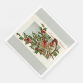 ヴィンテージの鳥およびヒイラギの灰色のクリスマス (コーナー)