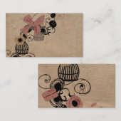 ヴィンテージの鳥かごの名刺 名刺 (正面/裏面)