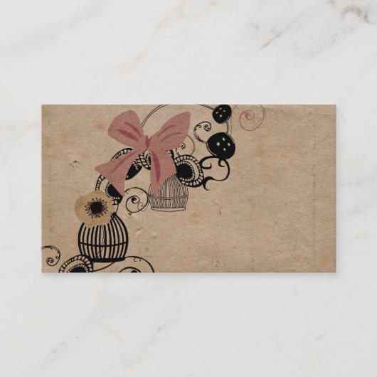 ヴィンテージの鳥かごの名刺 名刺 (正面)