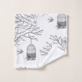 ヴィンテージの鳥かごの枝はBWタオルセットを飲み込みます バスタオルセット (ウォッシュタオル)