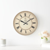 ヴィンテージの鳥かごベージュ ラージ壁時計 (ホーム)