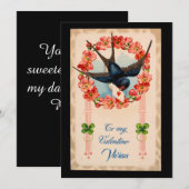 ヴィンテージの鳥から私のバレンタインへのカスタム シーズンカード (正面/裏面)