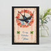 ヴィンテージの鳥から私のバレンタインへのカスタム シーズンカード (スタンド正面)