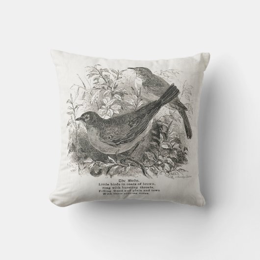 ヴィンテージの鳥がこの農家の枕を飾る クッション (正面)