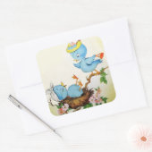 ヴィンテージの鳥が巣に入る スクエアシール (封筒)