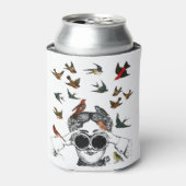 ヴィンテージの鳥が引き締めるプレゼントを見ている 缶クーラー (缶正面)