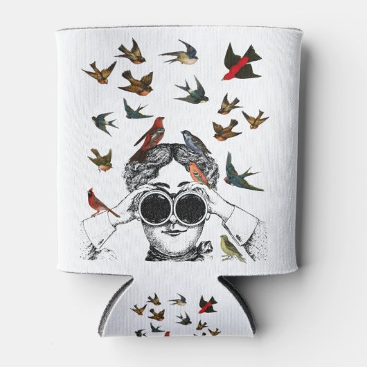 ヴィンテージの鳥が引き締めるプレゼントを見ている 缶クーラー (正面)