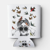 ヴィンテージの鳥が引き締めるプレゼントを見ている 缶クーラー (裏面)