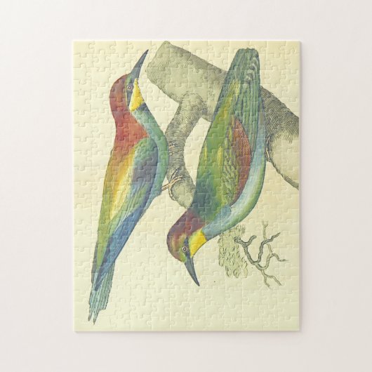 ヴィンテージの鳥が木の枝にとまっている ジグソーパズル (縦)