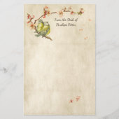 ヴィンテージの鳥が桃の木に羊飼いの名前 便箋 (正面)