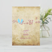 ヴィンテージの鳥たち/カラフルなピンクの桜/さくら花 招待状 (スタンド正面)