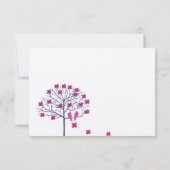 ヴィンテージの鳥たち フューシャ＆ネイビー ウェディング 招待状 (裏面)