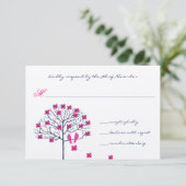 ヴィンテージの鳥たち フューシャ＆ネイビー ウェディング 招待状 (スタンド正面)