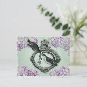 ヴィンテージの鳥とハートのロケットアパレルとギフト ポストカード (スタンド正面)