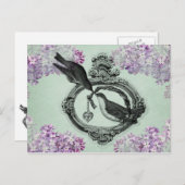 ヴィンテージの鳥とハートのロケットアパレルとギフト ポストカード (正面/裏面)