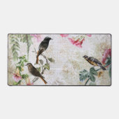 ヴィンテージの鳥とフローラのEphemera Decompage デスクマット (正面)