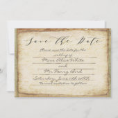 ヴィンテージの鳥と地図ティール(緑がかった色)結婚式の日付を保存 セーブザデート (正面)