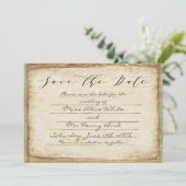 ヴィンテージの鳥と地図ティール(緑がかった色)結婚式の日付を保存 セーブザデート (スタンド正面)