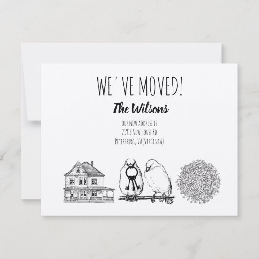 ヴィンテージの鳥と巣のクラフトブラウン 招待状 (正面)