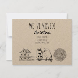 ヴィンテージの鳥と巣のクラフトブラウン 招待状