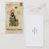ヴィンテージの鳥によってはフランスのな郵便はがきの箱が開花します 名刺 (正面/裏面)