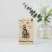 ヴィンテージの鳥によってはフランスのな郵便はがきの箱が開花します 名刺 (スタンド正面)