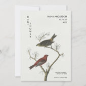 ヴィンテージの鳥のアート日本のスタイルベビーシャワー 招待状 (正面)