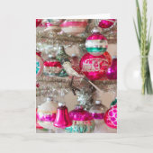 ヴィンテージの鳥のオーナメントとツリーの輝くブリッツ カード (正面)