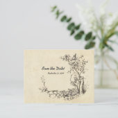 ヴィンテージの鳥のクリーム日付を保存 案内ポストカード (スタンド正面)