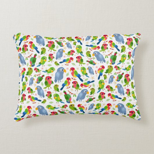 ヴィンテージの鳥のパターンカラフル、インパレーパターン アクセントクッション (正面)