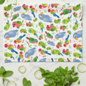 ヴィンテージの鳥のパターンカラフル、インパレーパターン キッチンタオル (折り畳み)