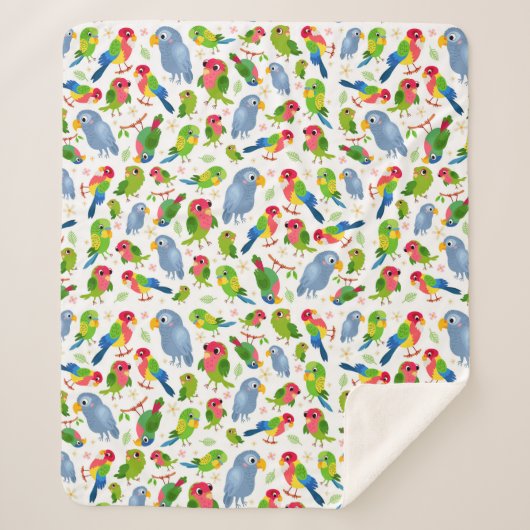 ヴィンテージの鳥のパターンカラフル、インパレーパターン シェルパブランケット (正面)