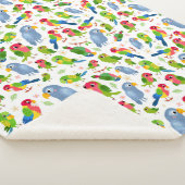 ヴィンテージの鳥のパターンカラフル、インパレーパターン シェルパブランケット (3/4)