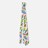 ヴィンテージの鳥のパターンカラフル、インパレーパターン ネクタイ (裏面)