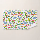 ヴィンテージの鳥のパターンカラフル、インパレーパターン ハンドタオル (ハンドタオル)