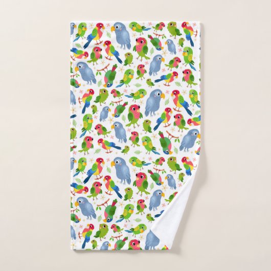 ヴィンテージの鳥のパターンカラフル、インパレーパターン ハンドタオル (ハンドタオル)