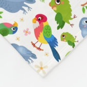 ヴィンテージの鳥のパターンカラフル、インパレーパターン フリースブランケット (角)
